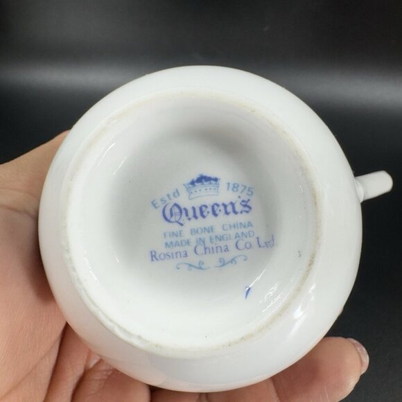 Queen's Rosina China Co Floral Teacup Saucer Set Fine Bone China Porcelain VTG - Picture 7 of 12